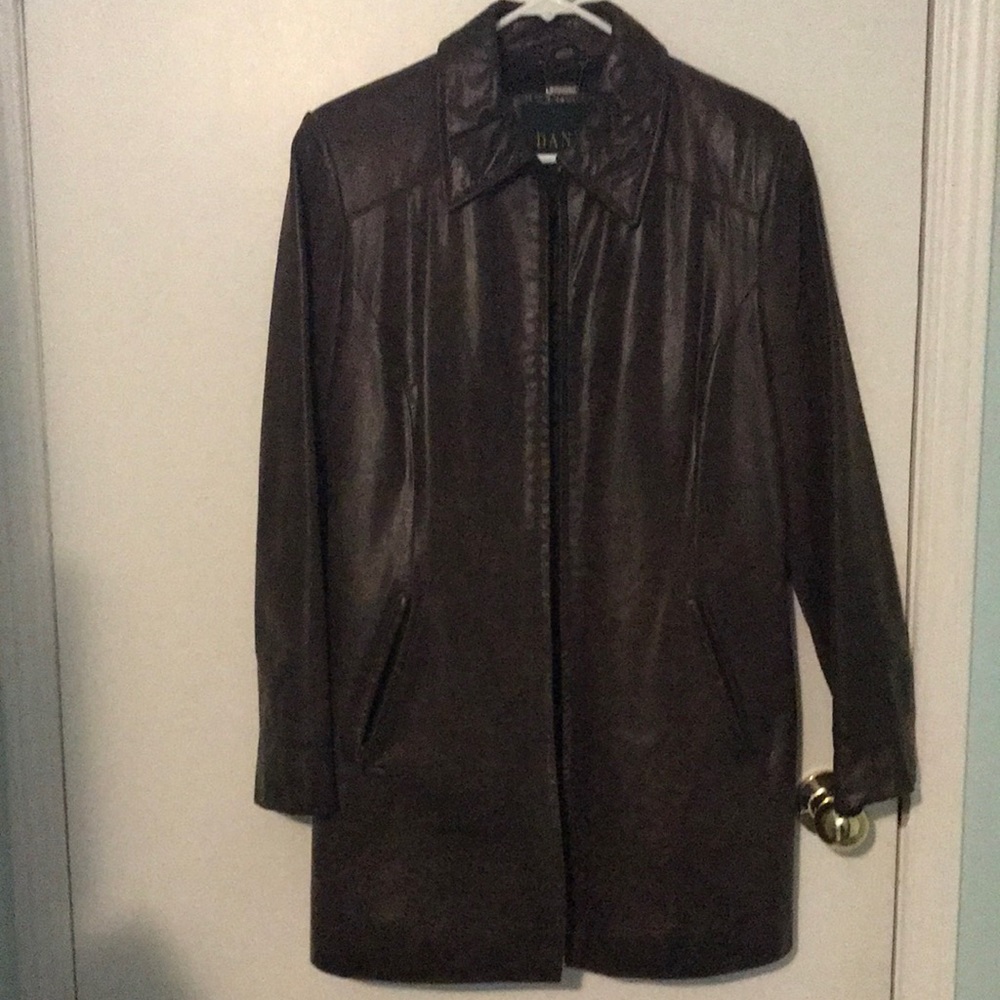 SALE- New Danier (S) dark brown leather jacket